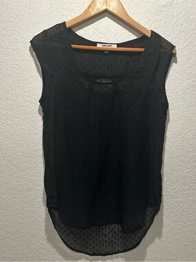 Daniel Rainn Black Sleeveless Sheer Dot Blouse